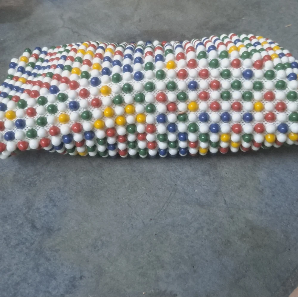 Vintage 1950's Bubble Beads Purse Yellow, Red, & Geen Handbag - Picture 10 of 12